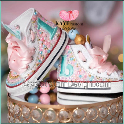 Alice in wonderland Shoes | Pink Bling Rhinestone Shoes | Onderland Birthday Shoes for girls Pink Kaye Custom Design