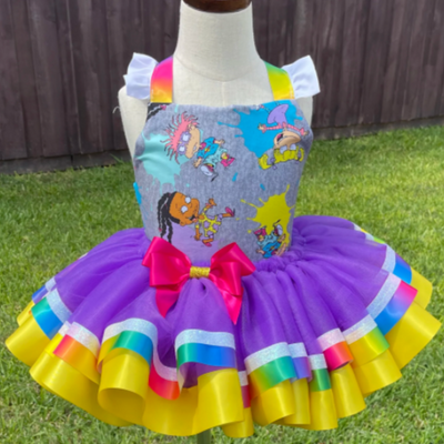 Baby Girl Custom Rugrats Tutu Set | Rugrats Outfit Purple Yellow Pink Kaye Custom Design