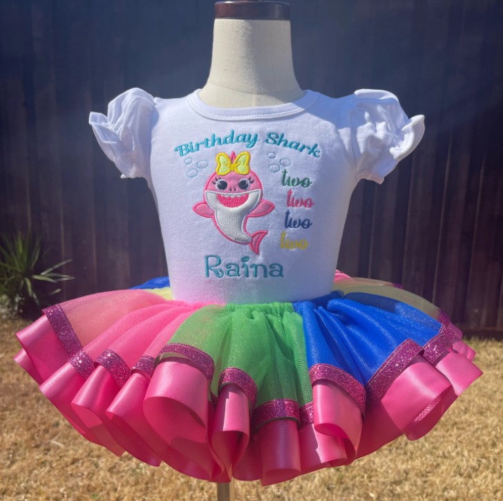 1st Birthday Outfit Baby Shark Birthday Tutu Baby Shark Tutu Set