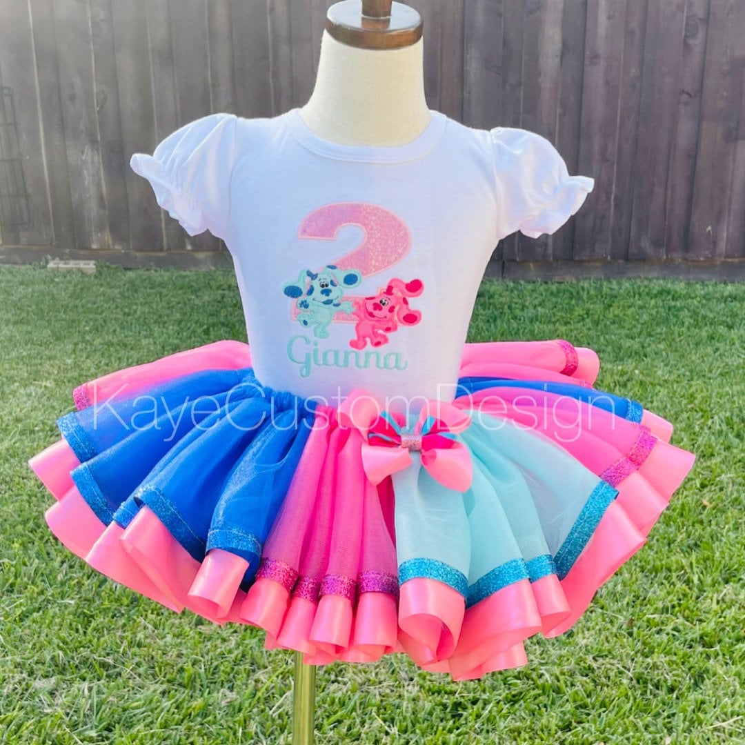 blue dress for baby girl Blues Clues Toddler Girl Birthday Outfit Tutu Set, Blues Birthday Outfit 2T