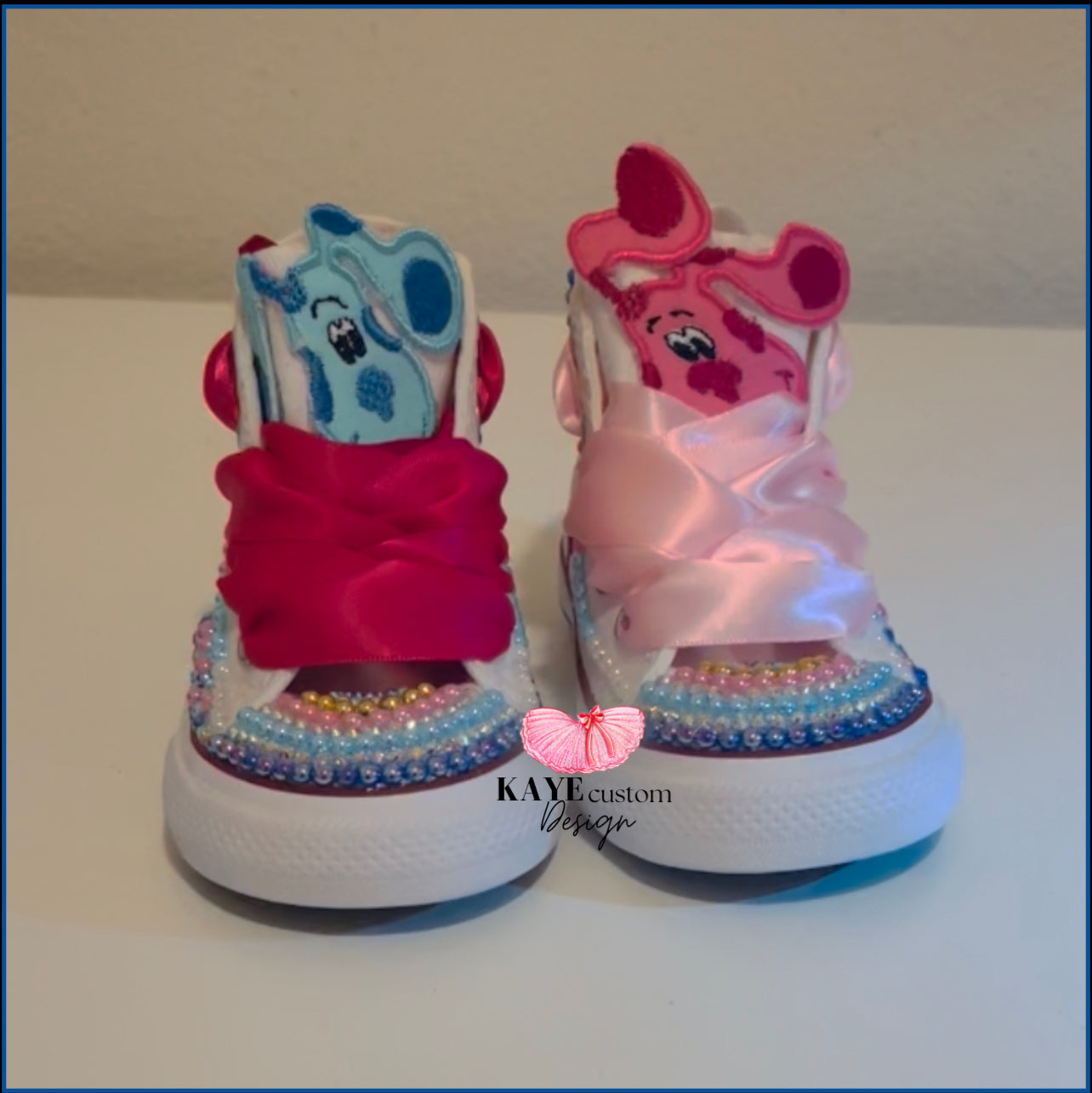 Blues Clues Kids Shoes | Magenta Bling Rhinestone Shoes | Blues Clues Converse Kids Girls Kaye Custom Design