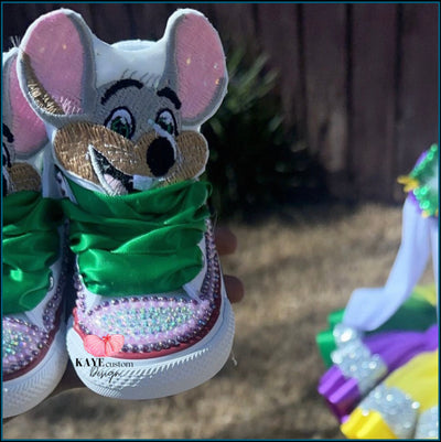 Chuck E Cheese Kids Shoes | Purple Bling Rhinestone Shoes Kaye Custom Design