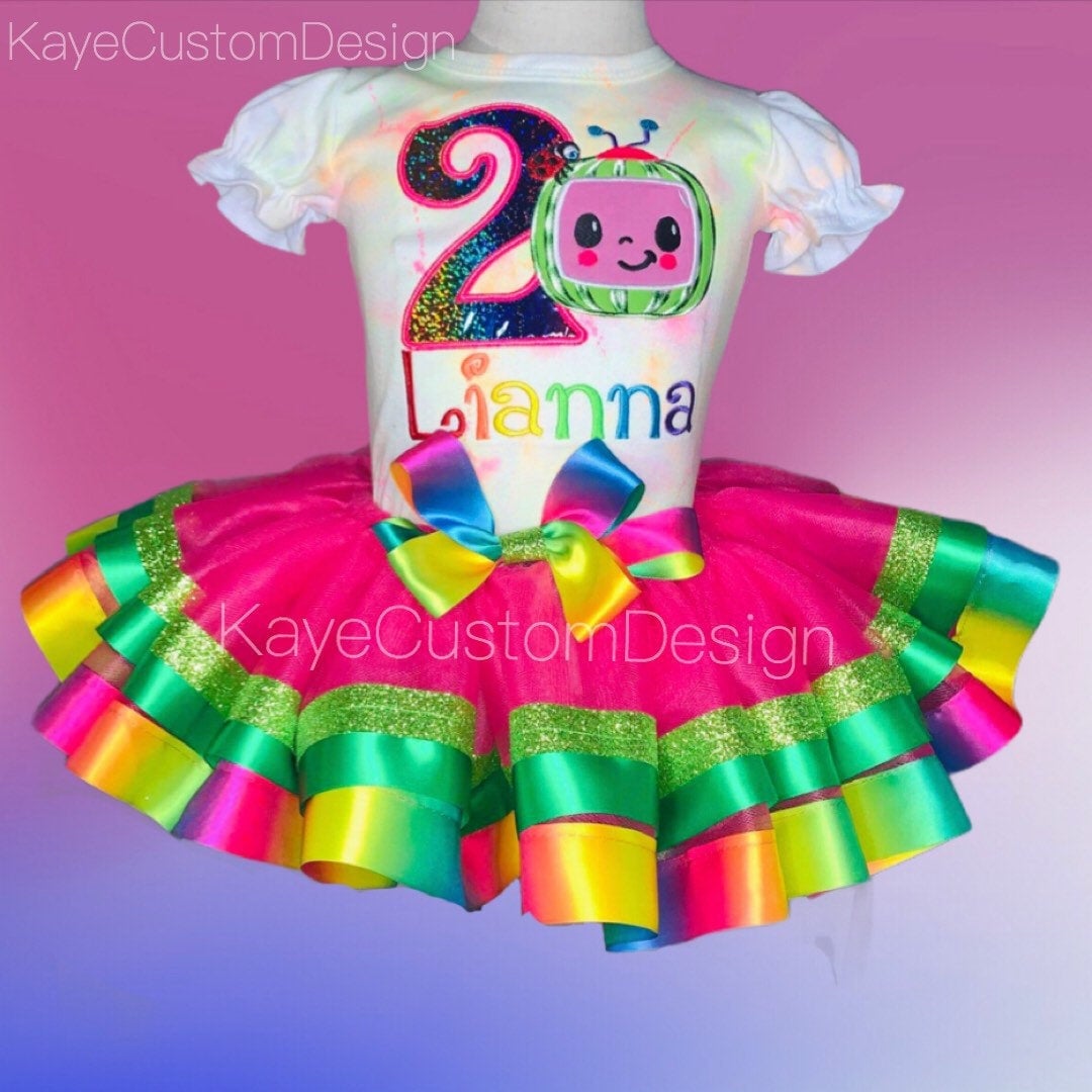 CoComelon Birthday Tutu Set | Cocomelon Outfit | Cocomelon Dress Kaye Custom Design