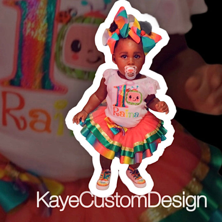 cocomelon theme birthday dress Outfit Size:22 (3 to 4Yrs) Women's Summer Party Asymmetric this personalized shirt includes 150 AND UNDER