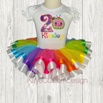 Cocomelon Custom Birthday Tutu Outfit | Rainbow Tutu Set for Girl Kaye Custom Design