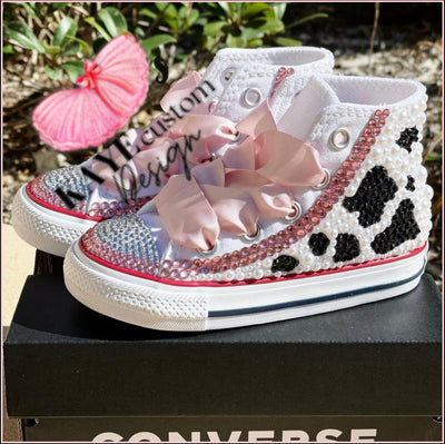 Cow Shoes | Pink Bling Rhinestone Shoes | Baby Toddler Cow Converse Custom Kaye Custom Design