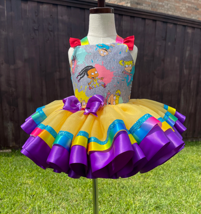 Custom Baby Girl Rugrats Birthday Tutu Set | Rugrats Outfit for Girls Yellow Purple White Kaye Custom Design