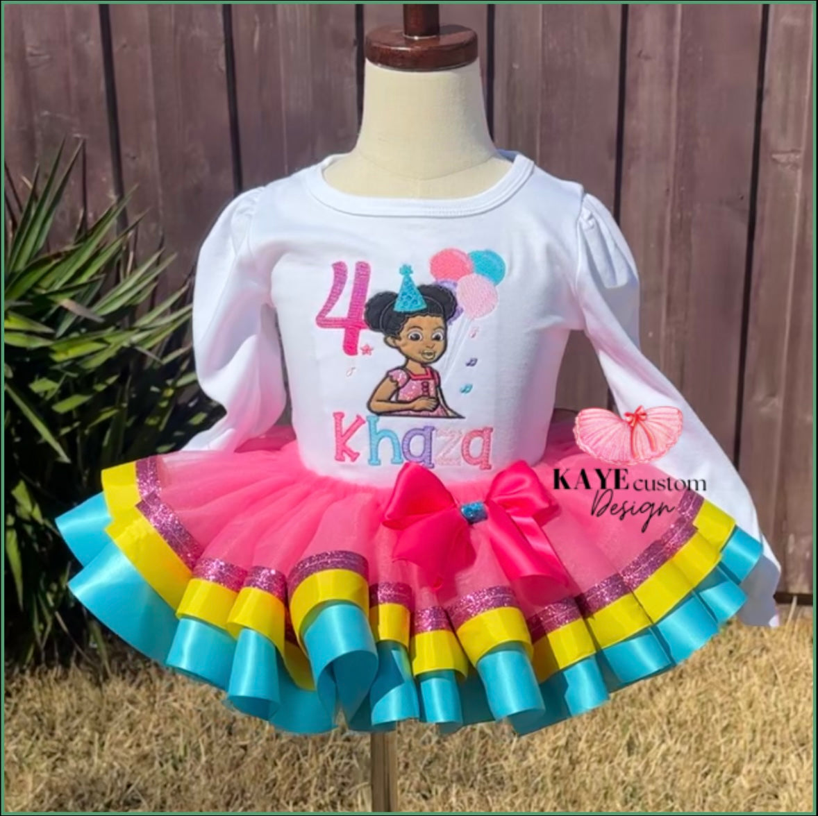 Custom Gracie’s Corner Birthday Tutu Outfit | Yellow Tutu Set for Girl Kaye Custom Design