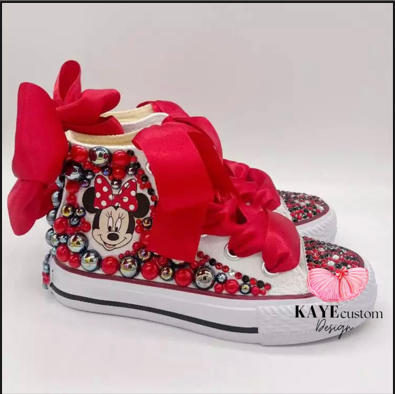 Custom Minnie Mouse Shoes | Red Bling Rhinestone Shoes Kaye Custom Design