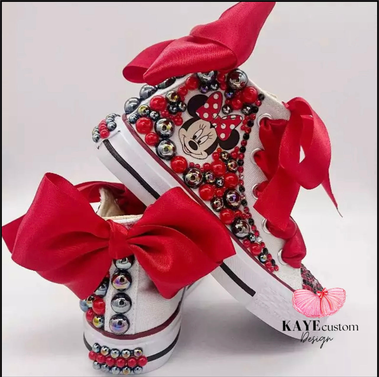 Custom Minnie Mouse Shoes | Red Bling Rhinestone Shoes Kaye Custom Design