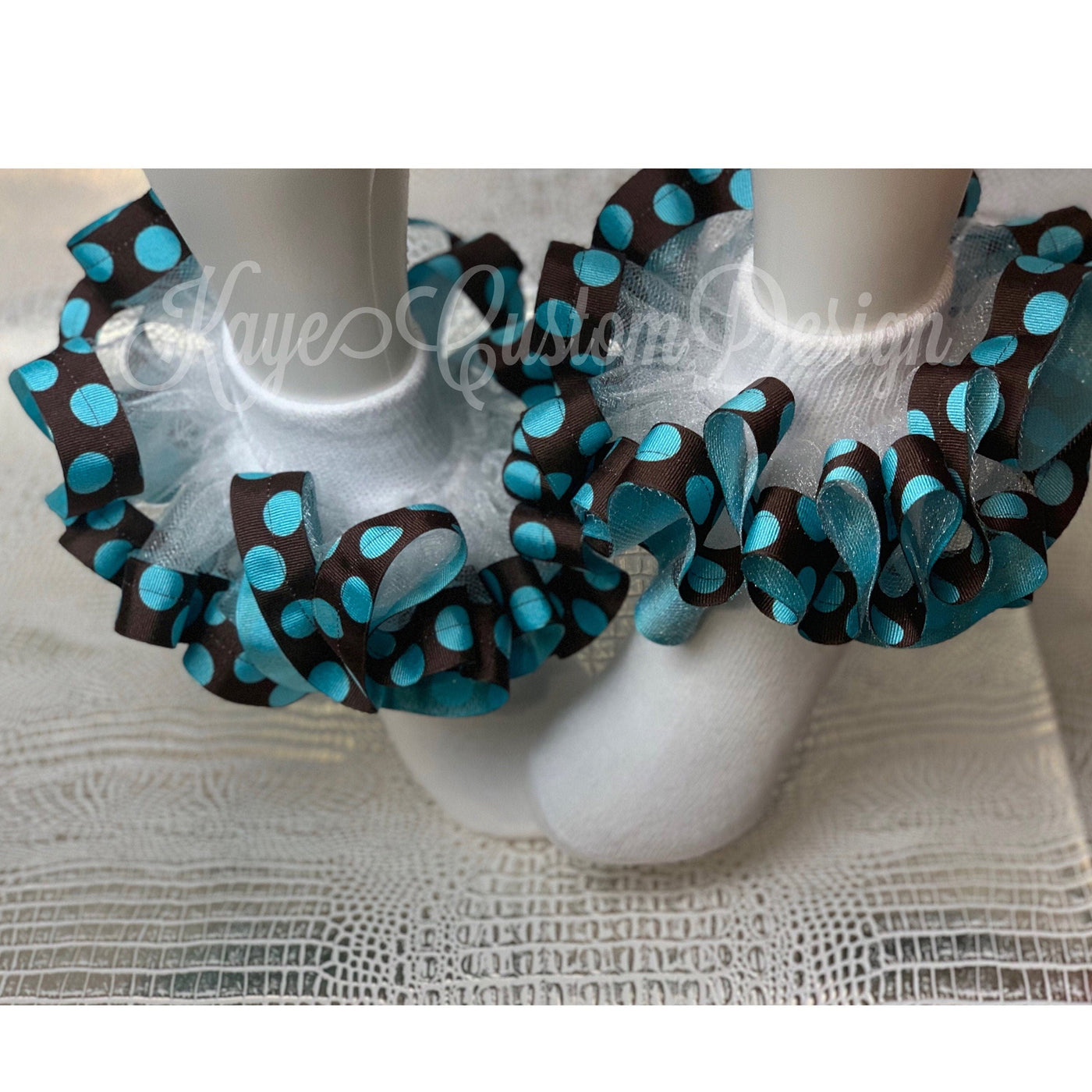 Custom Ribbon Trim Socks, Ruffle Socks Girls Toddlers, Add on Accessory Kaye Custom Design