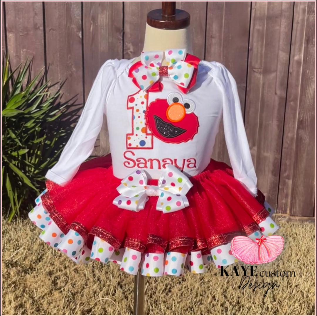 Elmo Girl Birthday Outfit Red | Sesame Street Tutu Set Pink | Red Monster Elmo Party Dress Elmo Girl Birthday Outfit Red | Sesame Street Tutu Set Pink | Red Monster Elmo Party Dress