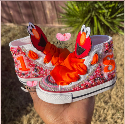 Elmo Shoes for girls | Pink Bling Elmo Sesame Street Rhinestone Shoes Kaye Custom Design