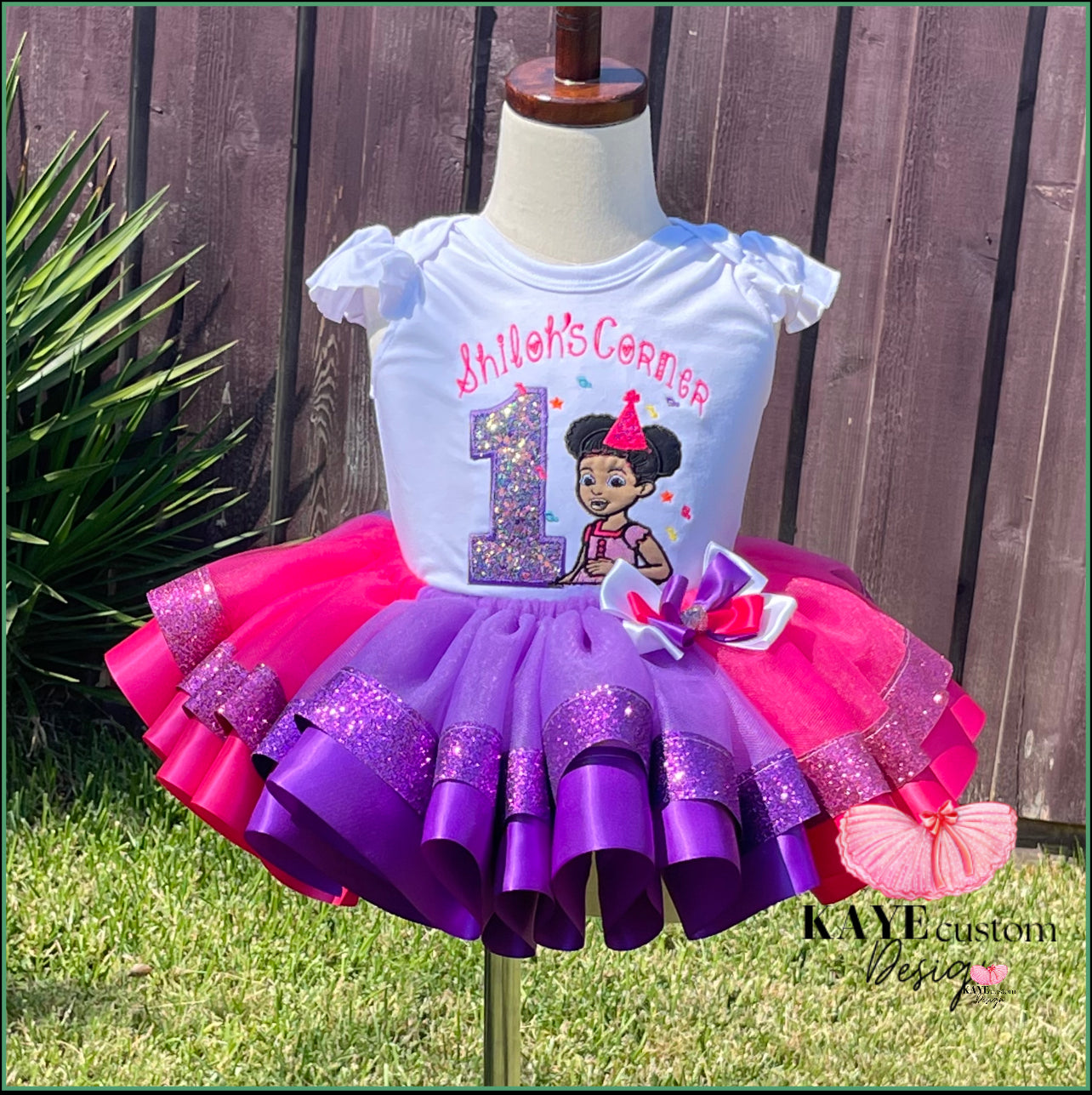 Gracie’s Corner Custom Birthday Tutu Outfit | Pink and Purple Tutu Set for Girl Kaye Custom Design
