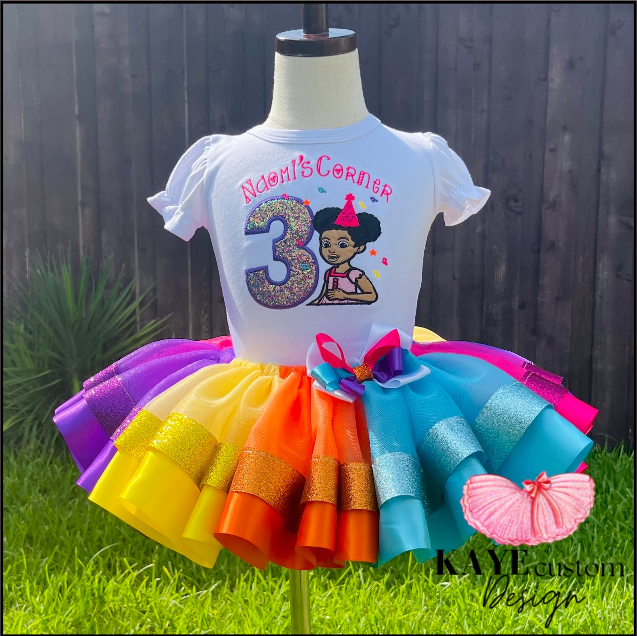 Gracie’s Corner Custom Birthday Tutu Outfit | Rainbow Tutu Set for Girl Kaye Custom Design