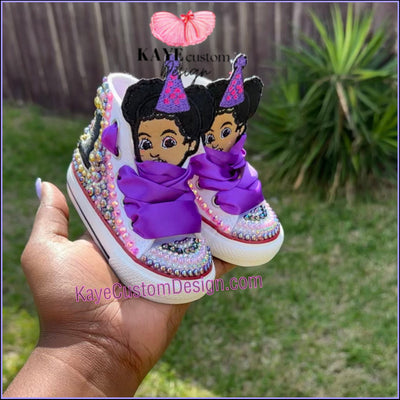 Gracie’s Corner Purple Shoes | Pink Bling Rhinestone Shoes Kaye Custom Design