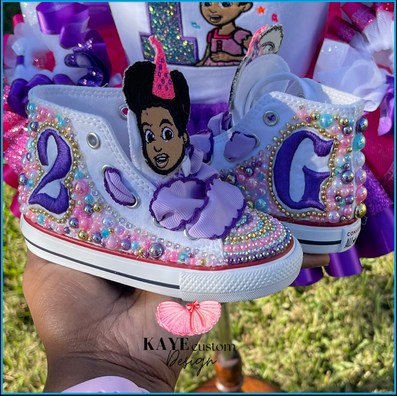 Gracie’s Corner Shoes | Pink Bling Rhinestone Shoes Kaye Custom Design