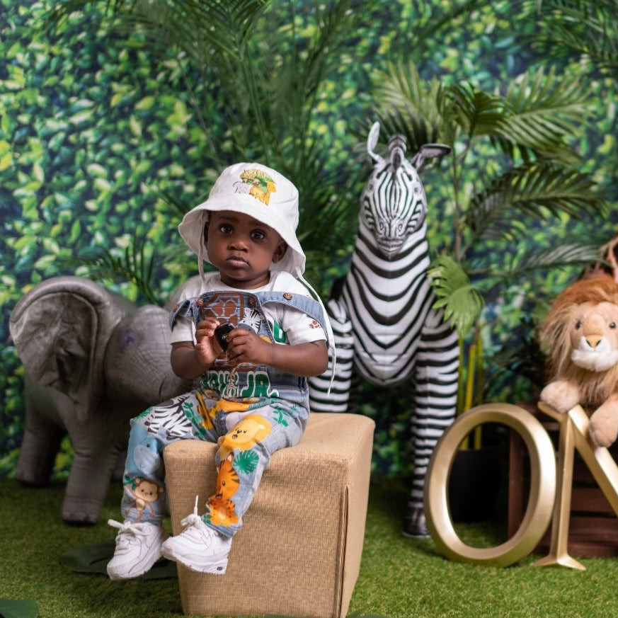 Safari Toddler Boys Jungle Animal Birthday Overalls outfit - Wild One Custom Overalls