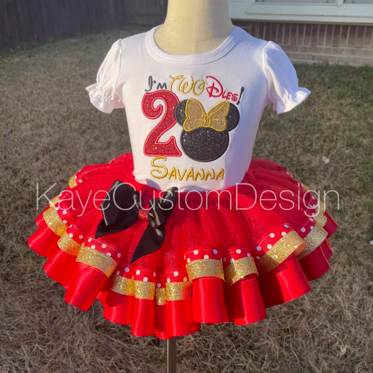 Minnie Mouse Birthday Outfit | Red Polka Dot | Minnie Party Tutu Set Kaye Custom Design