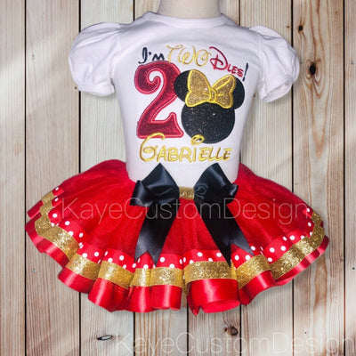 Minnie Mouse Birthday Outfit | Red Polka Dot | Minnie Party Tutu Set Kaye Custom Design