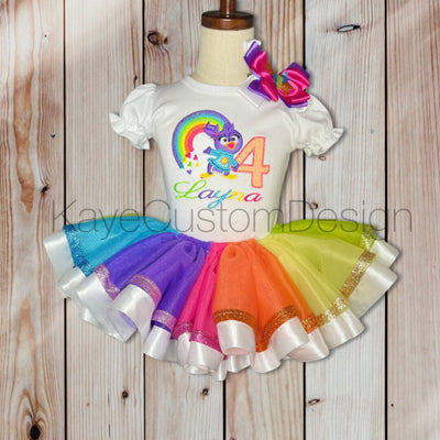 Muppet Babies Custom Summer Birthday Tutu Outfit | Glitter Rainbow Tutu Set Kaye Custom Design