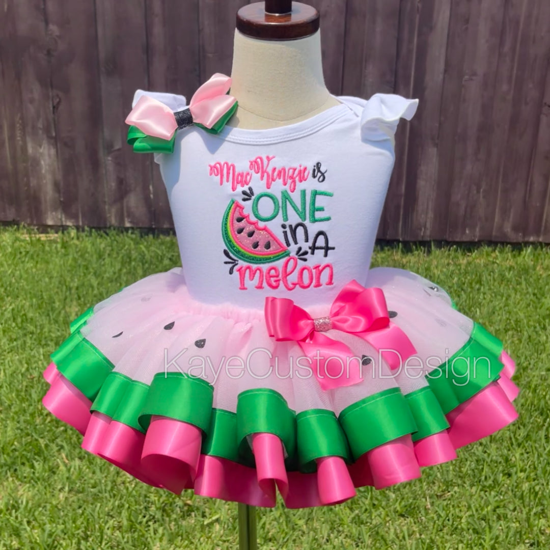 one in a melon Birthday Outfit, watermelon Tutu Set Dallas NY 6/12 month one in a melon Birthday Outfit, watermelon Tutu Set Dallas NY 6/12 month