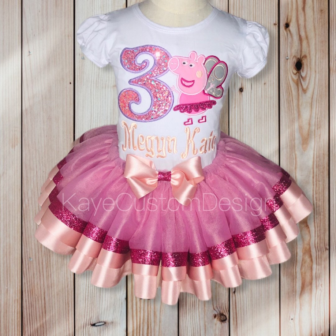 Peppa Pig  Birthday Outfit | Baby Girl Custom Peppa Pig Tutu Set Kaye Custom Design