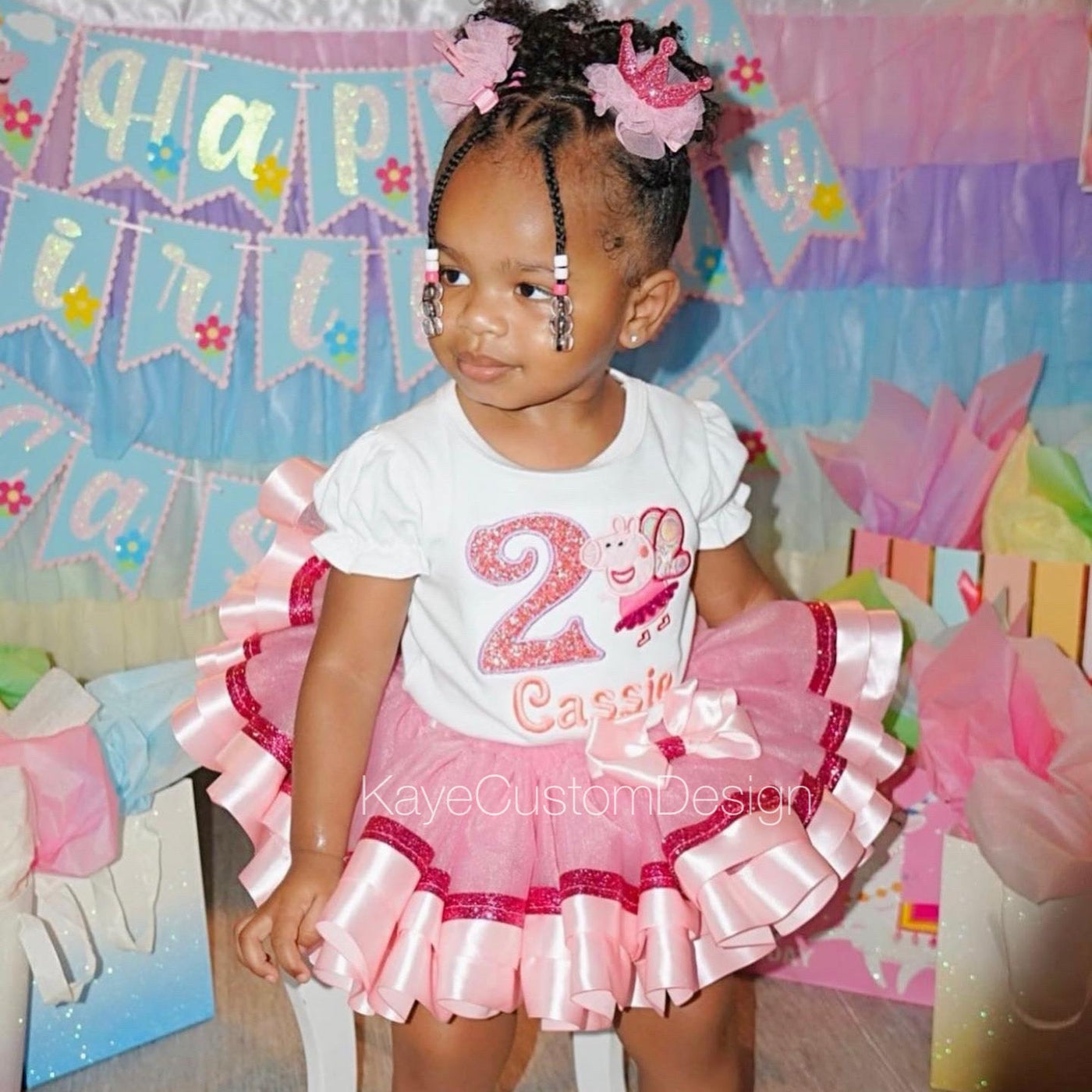 Peppa Pig Birthday Outfit Pink | Peppa Tutu Set | Peppa Pig Dress Kaye Custom Design