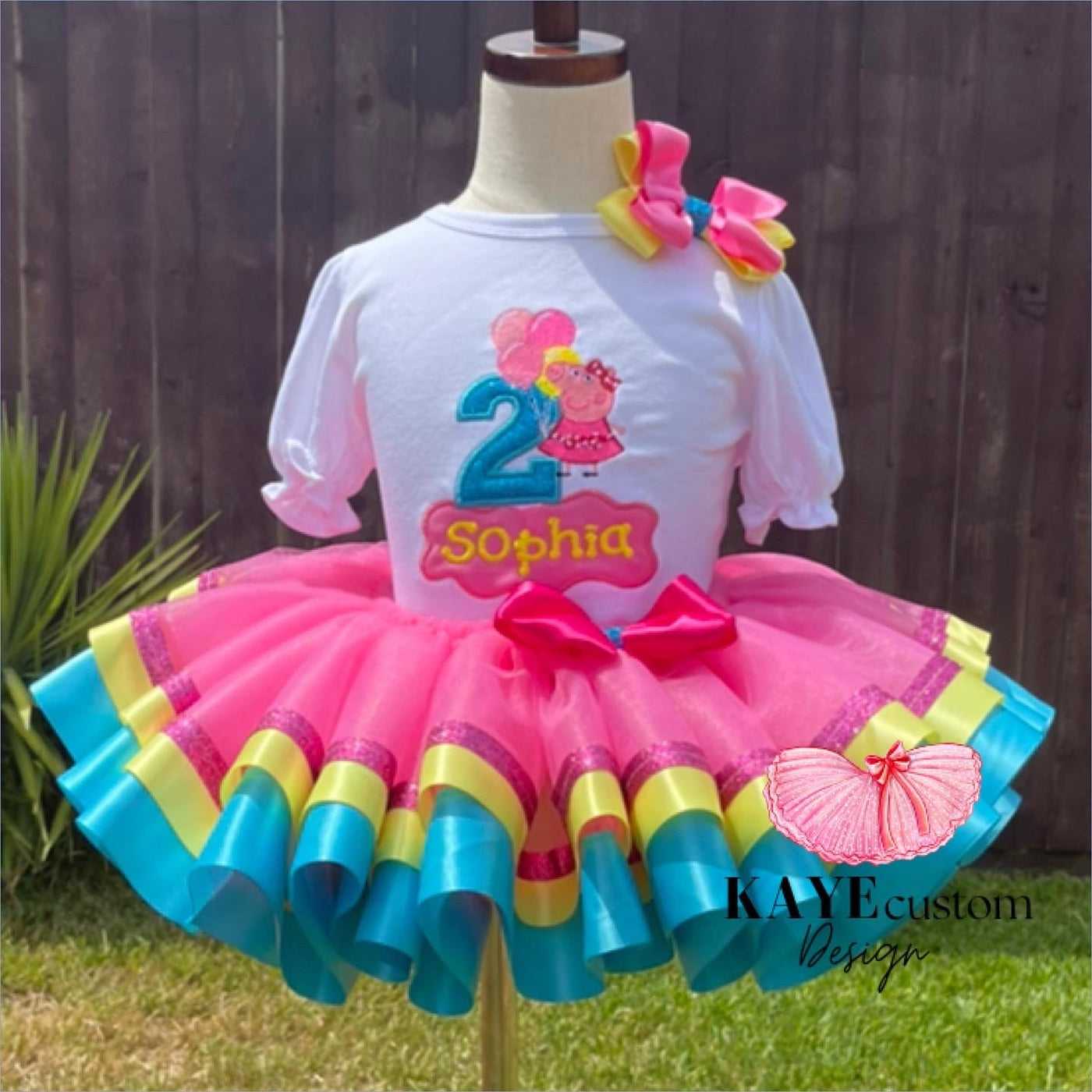 Peppa Pig Glitter Birthday Tutu Outfit, Peppa Pig Birthday Tutu Set Dallas NY Kaye Custom Design Peppa Pig Glitter Birthday Tutu Outfit, Peppa Pig Birthday Tutu Set Dallas NY Kaye Custom Design