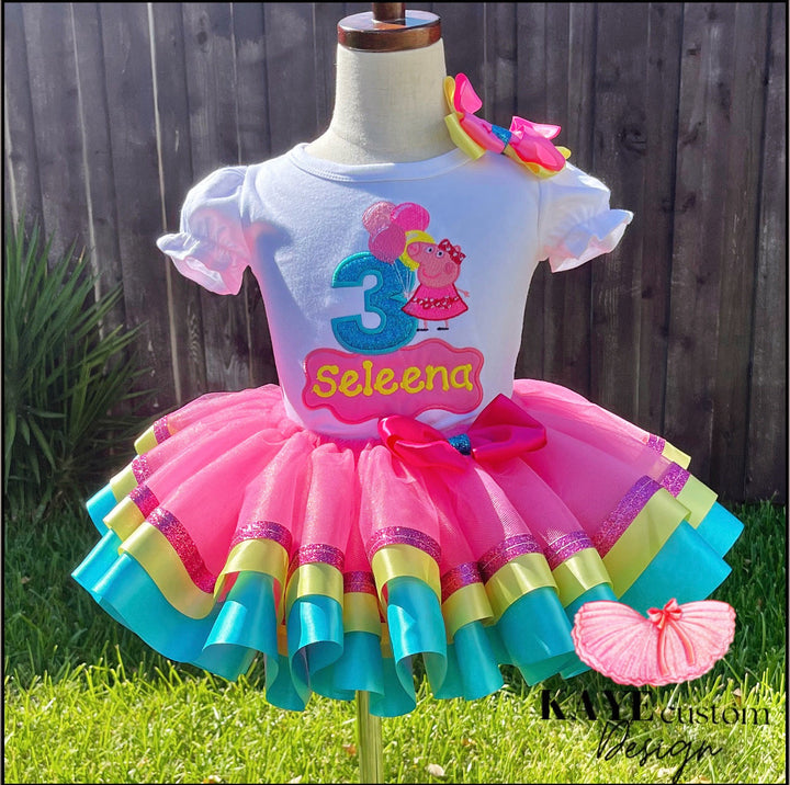 Peppa Pig Custom Glitter Birthday Tutu Outfit