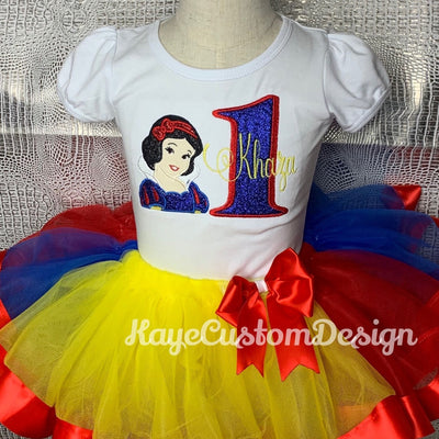 Snow White Custom Birthday Tutu Outfit | Snow White Party Dress for baby girl Red Kaye Custom Design