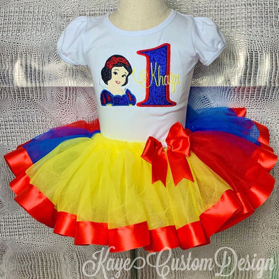 Snow White Custom Birthday Tutu Outfit | Snow White Party Dress for baby girl Red Kaye Custom Design