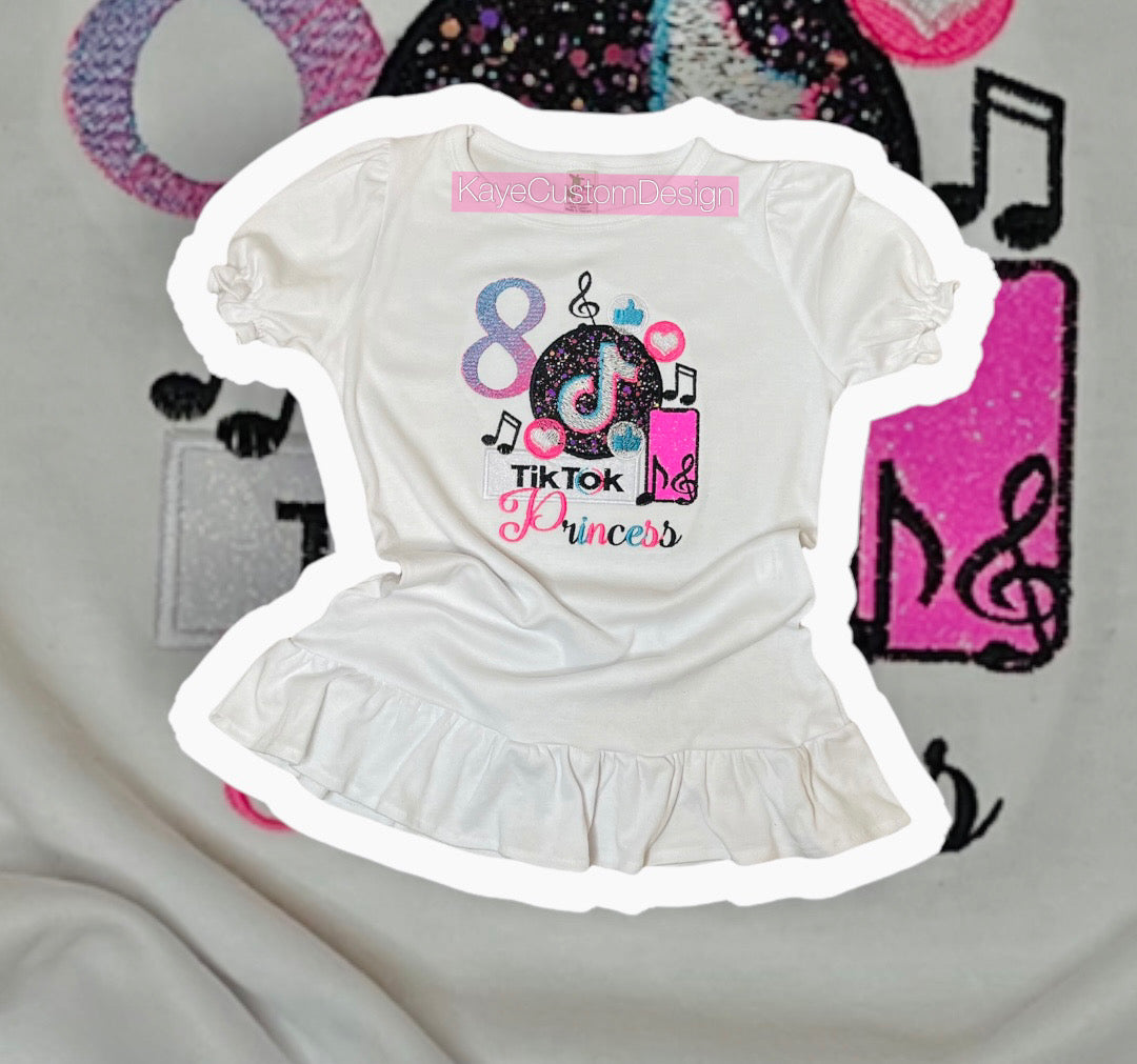 Tik Tok Birthday Shirt for Girls Birthday Party | Tik Tok Party Tee Pink | Tik Tok Birthday Top for girls Kaye Custom Design
