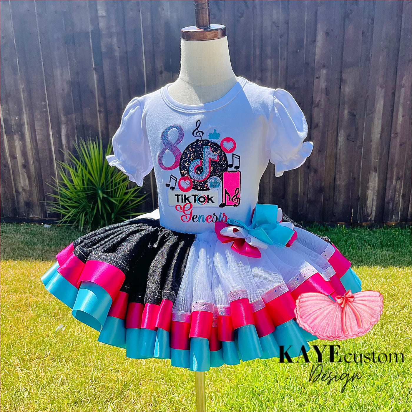 Tik Tok Birthday Tutu Outfit | Tik Tok Tutu Set for girls Kaye Custom Design