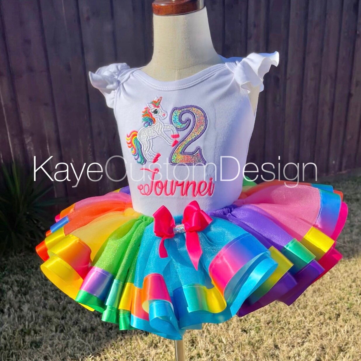 Unicorn Birthday Tutu Outfit, Colorful Tutu Kaye Custom Design