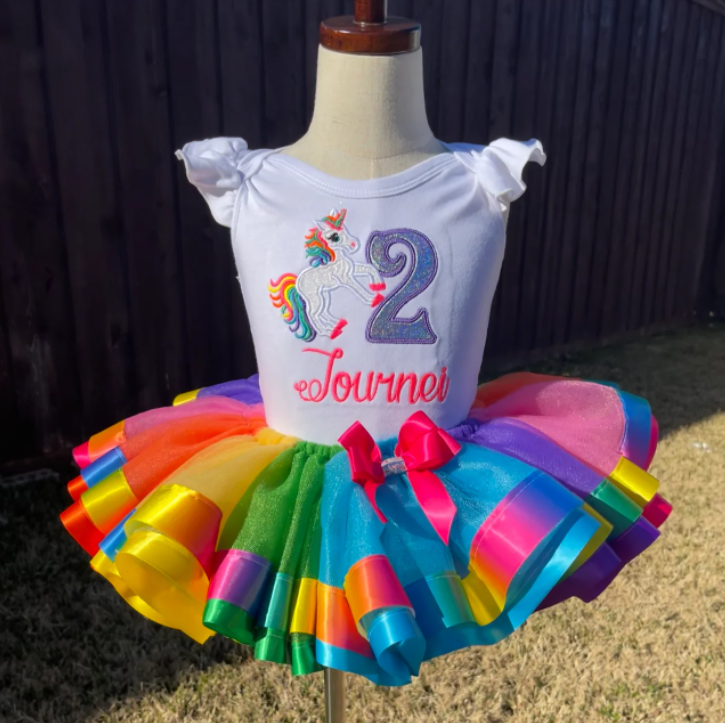 open lace back dress Unicorn Birthday Tutu Outfit, Colorful Tutu Dallas – Kaye Custom Design