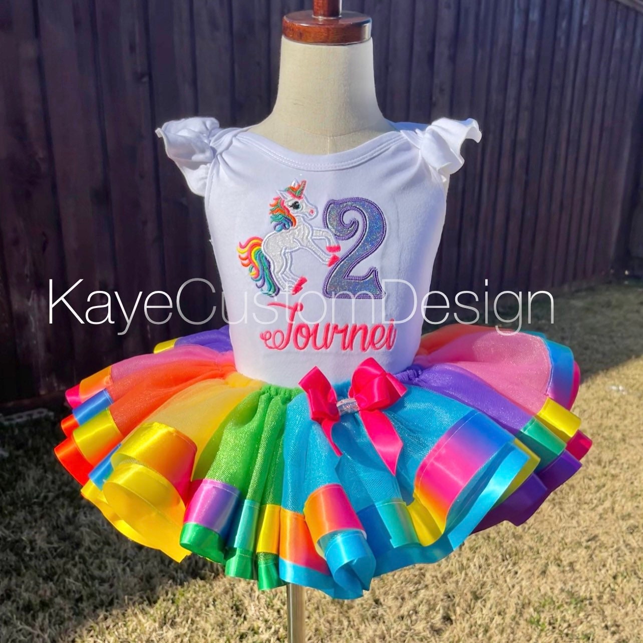 Unicorn Birthday Tutu Outfit, Colorful Tutu Kaye Custom Design