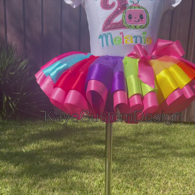 Cocomelon Custom Tutu Set Birthday Tutu Outfit | Rainbow Tutu Set for Girl