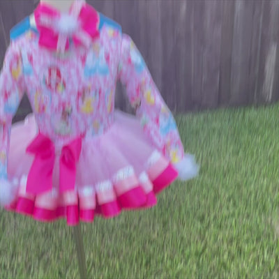 Disney Princess Custom Tutu Set Birthday Tutu Outfit | Rainbow Tutu Set for Girl