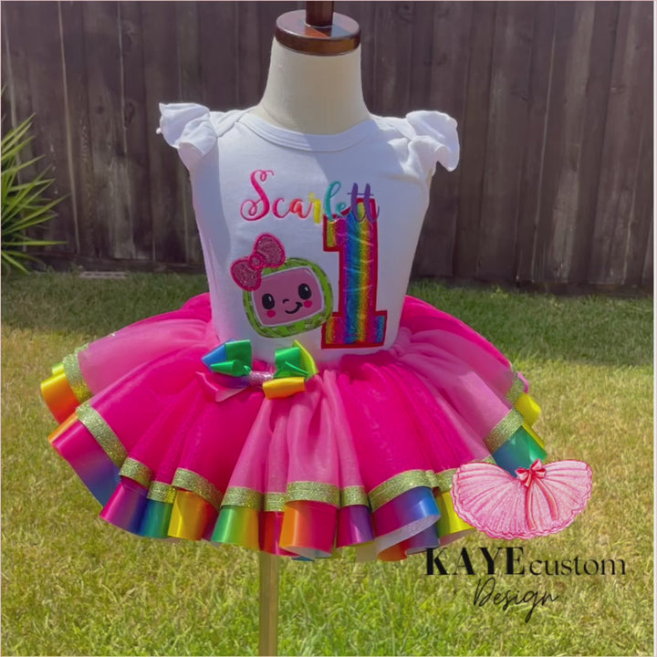 open lace back dress CoComelon Birthday Tutu Set | Cocomelon Outfit